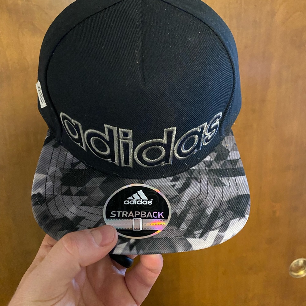 Adidas Black and Gray Geometric Strapback Caps, Lot of 28